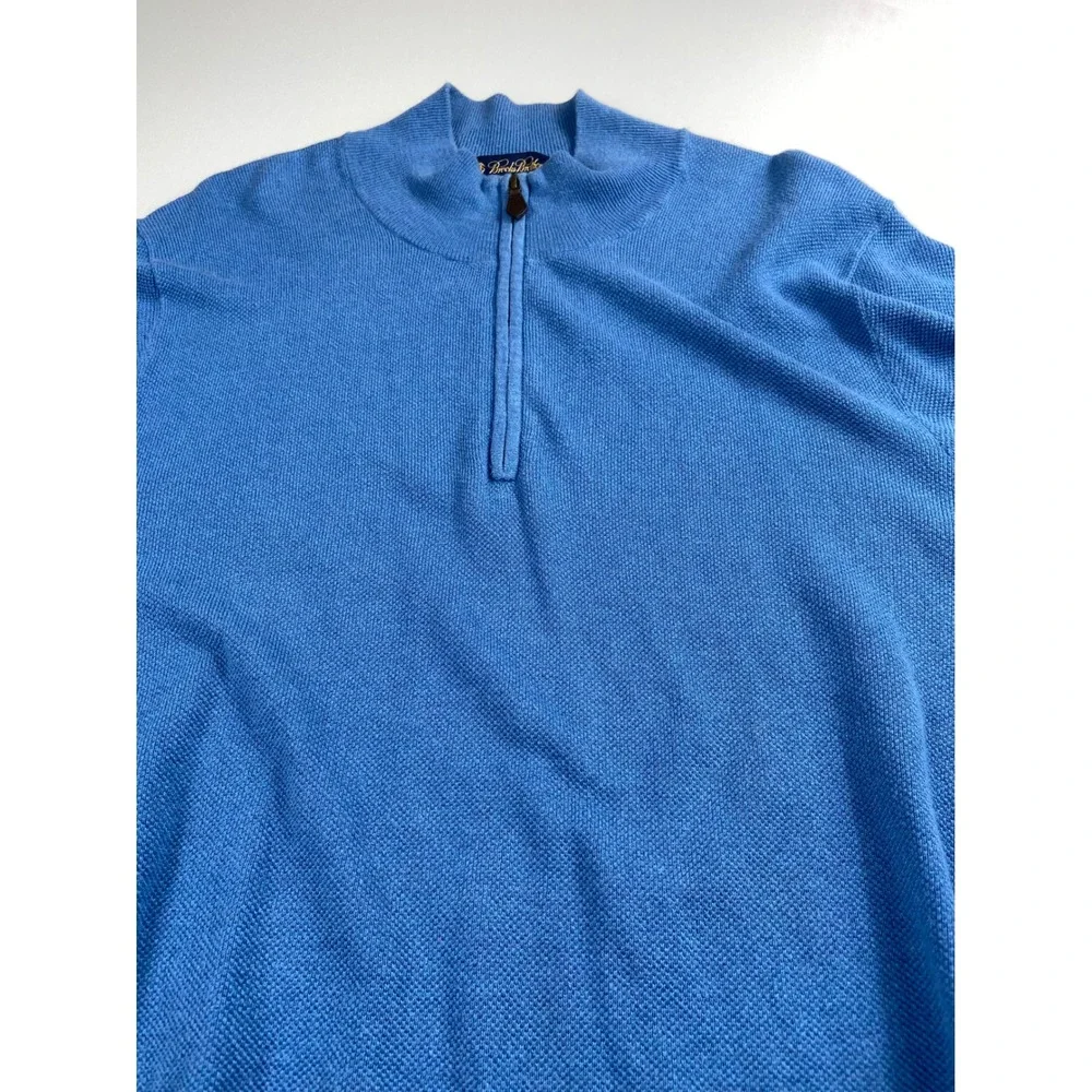 Brooks Brothers Sweater Mens XL Cotton Silk Cashmere Quarter Zip Pullover Preppy